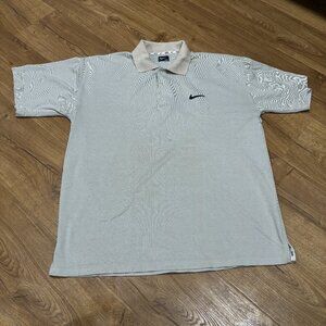 Vintage Nike Light Grey Short Sleeve Embroidered Logo Polo Shirt